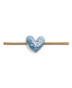 Sequined Heart Headband - Light Blue