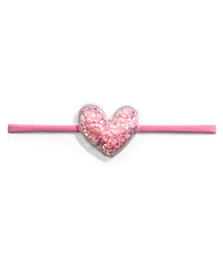 Sequined Heart Headband - Light Pink