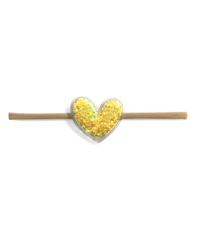 Sequined Heart Headband - Yellow