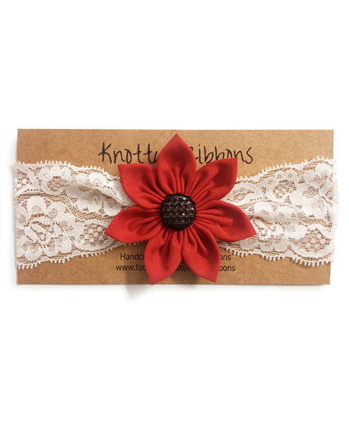 Big Flower Hairband - Red