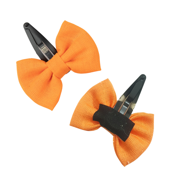 Solid Bow Hair Clip Set- Orange