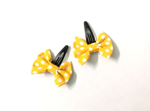 Polka Dots Tiny Bow Hair Clips - Orange