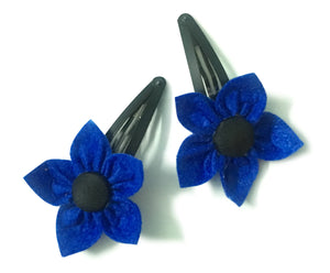 Felt Flower Hair Clips (Set of 2) - Dark Blue