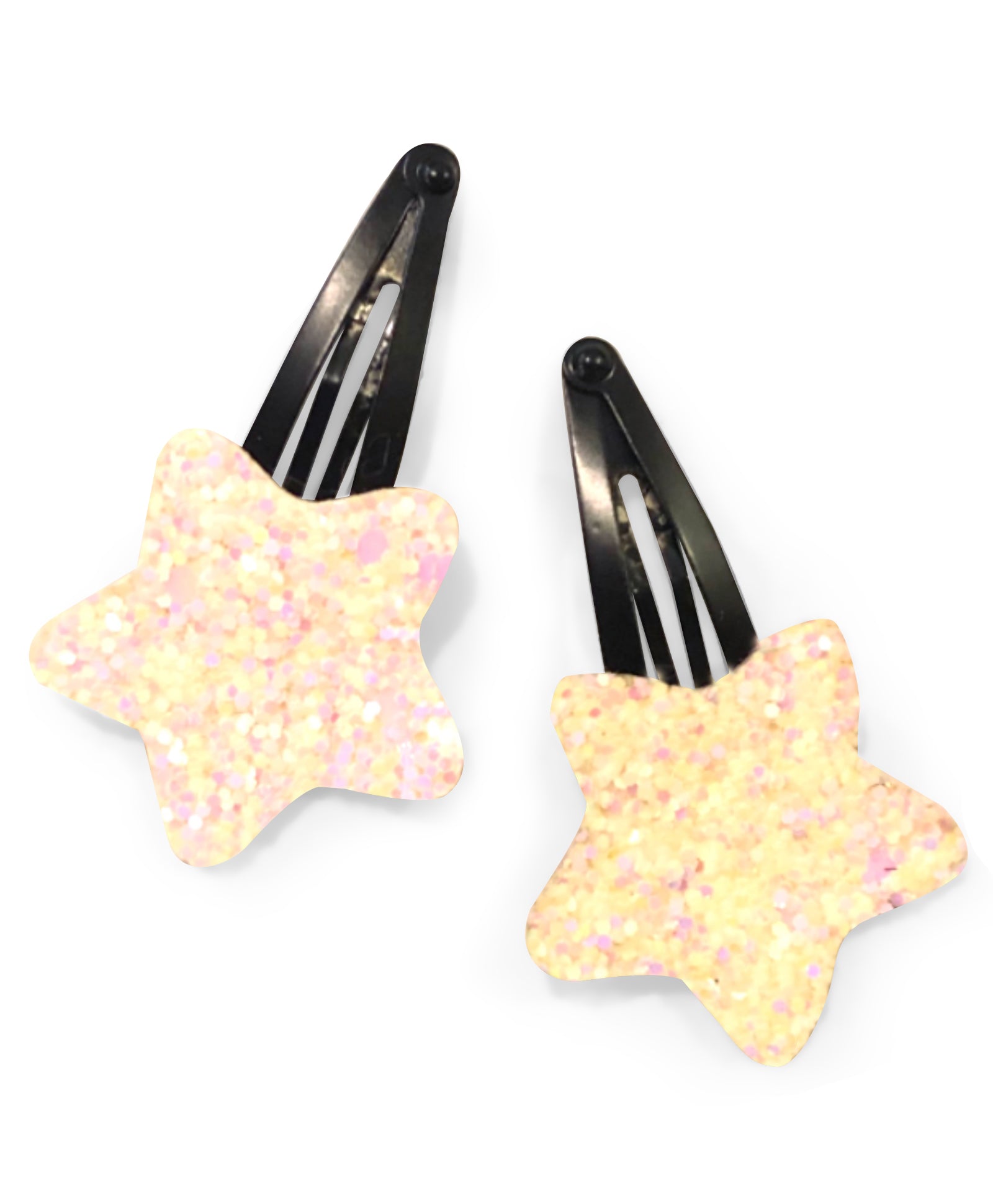 Glitter Star Hair Clips - White