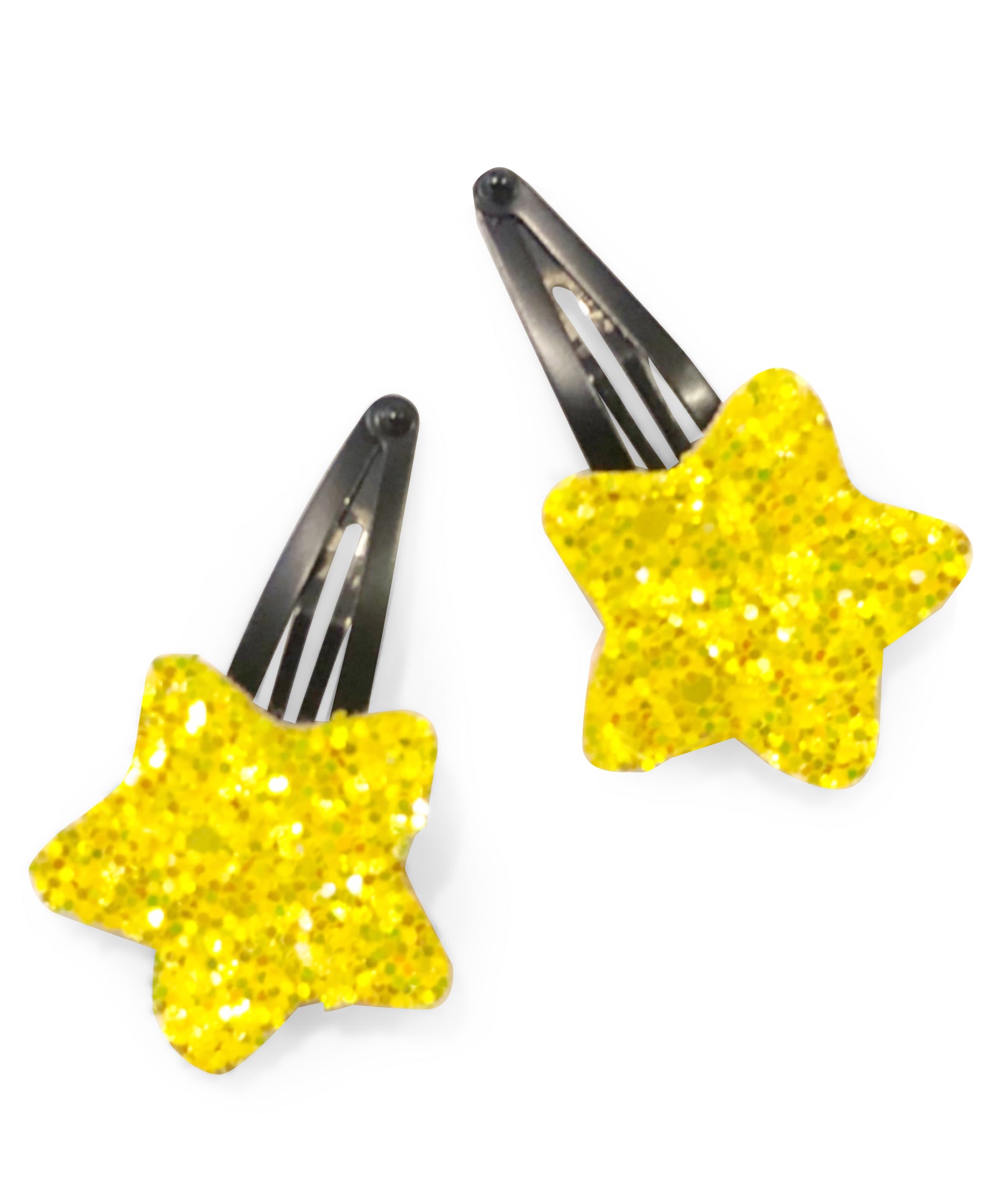 Glitter Star Hair Clips - Yellow