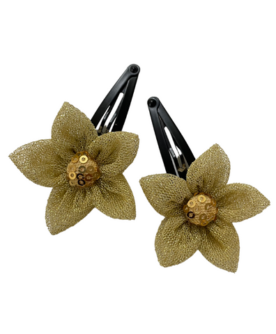 Flower Tic-Tac Hair Clip Set - Golden