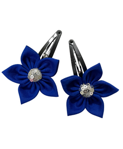 Flower Tic-Tac Hair Clip Set - Blue