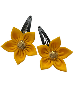 Flower Tic-Tac Hair Clip Set - Yellow