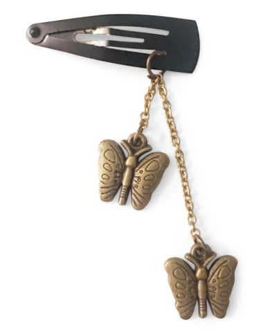 Dangling Butterfly Chain Clip - Bronze