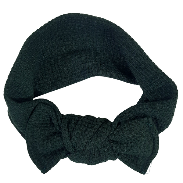 Waffle Fabric Kids Headwrap- Dark Green