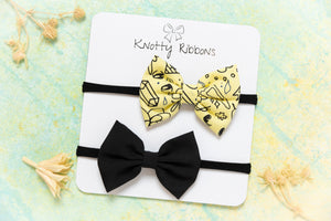 Abstract Bow Headband Set - Yellow & Black