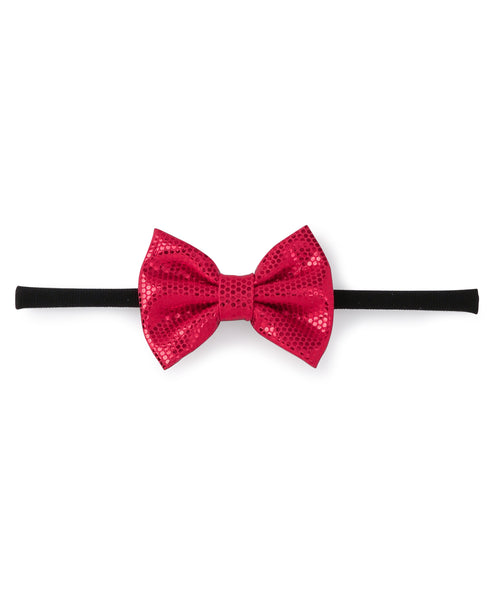 Leather Bow Headband Set - Red & Green