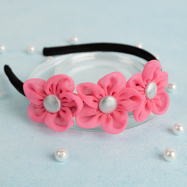 Handmade Chiffon Four Flower Headband - Light Pink