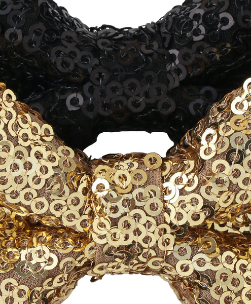 Sequin Party Bow Headband Set - Black & Golden