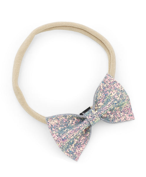 Sparkle Bow Headband Set - Light Blue & Light Pink