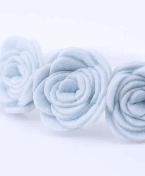 Felt Three Rose Newborn Headband - White