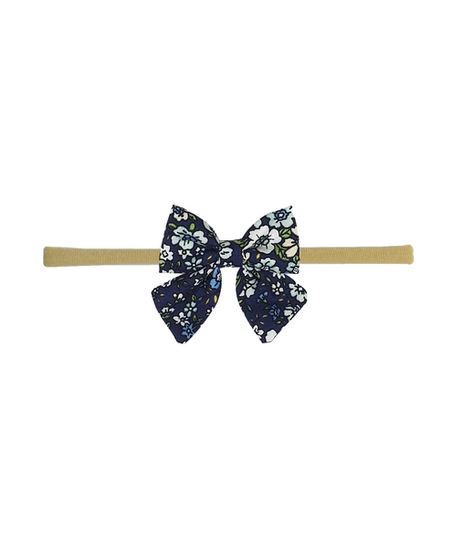 Flower & Bow Headband Set - Dark Blue, Black & Khaki