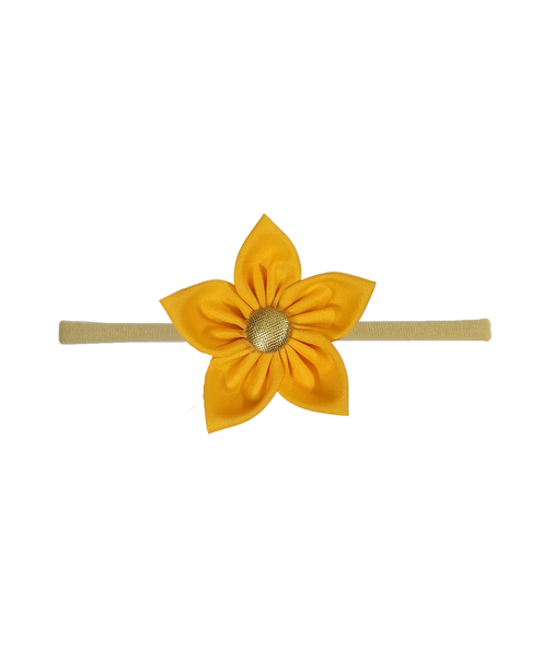 Flower & Bow Headband Set - Yellow & Orange