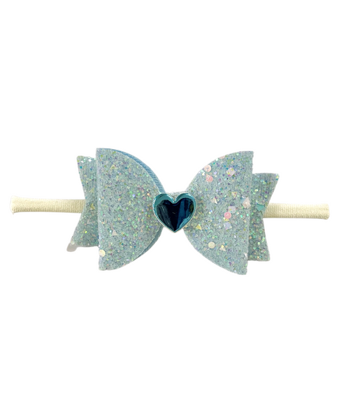 Glitter Bow Baby Headband with Heart (4 Colors Available)