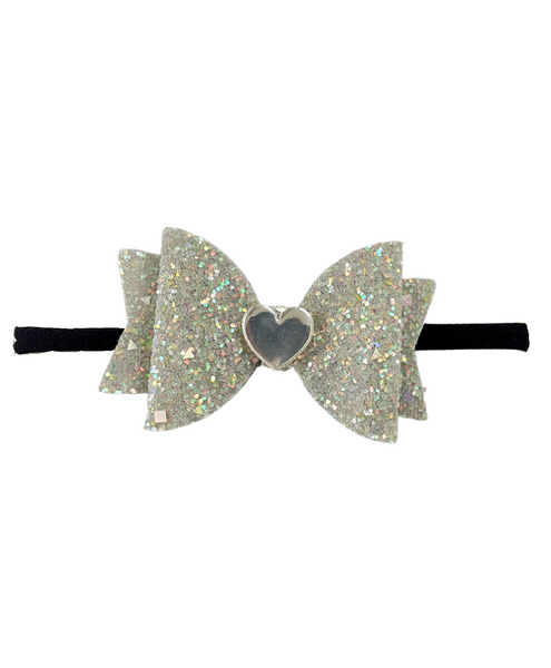 Glitter Bow Baby Headband with Heart (4 Colors Available)