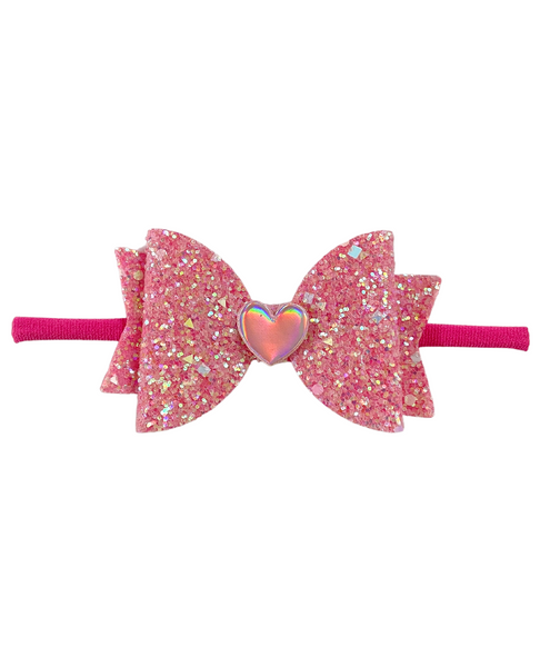 Glitter Bow Baby Headband with Heart (4 Colors Available)