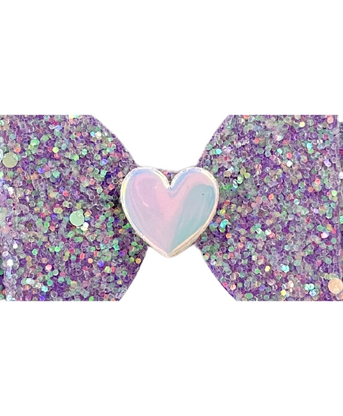 Glitter Bow Baby Headband with Heart- Purple