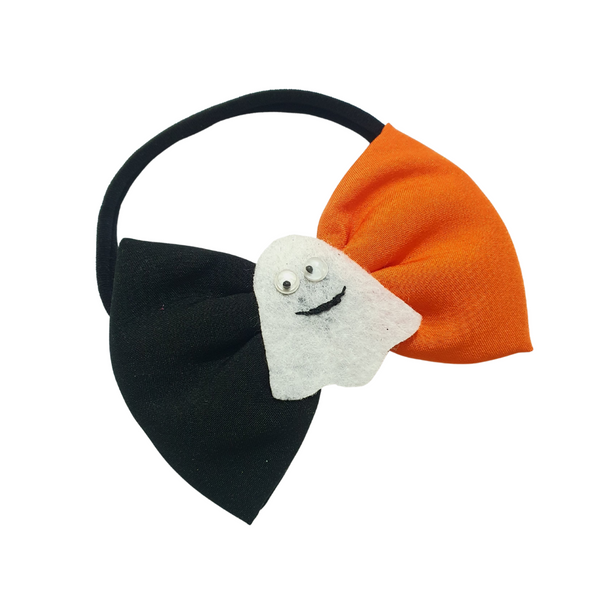 Halloween Ghost & Bow Headband- Black & Orange
