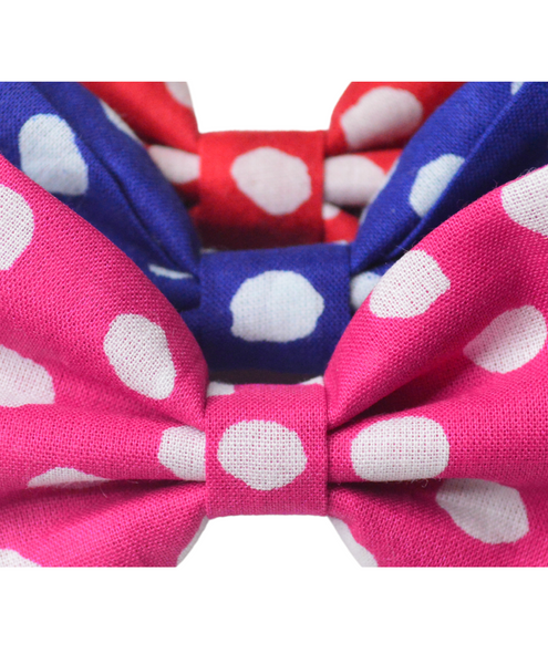Polka Dots School & Classic Bow Headband Set - Red, Blue & Pink