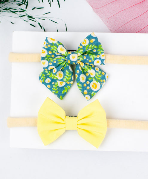 Petite Floral Headband Set- Light Yellow