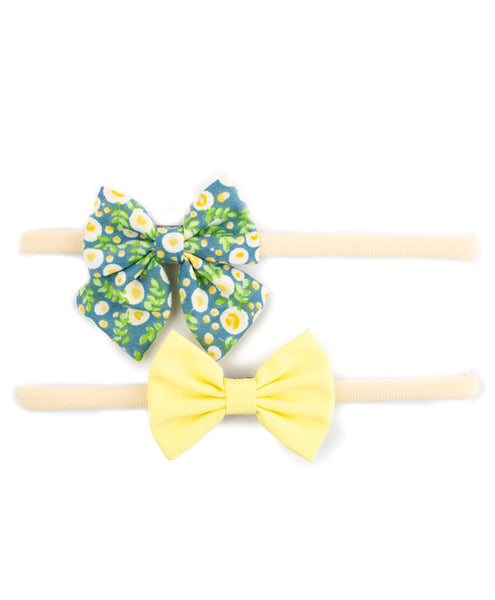 Petite Floral Headband Set- Light Yellow