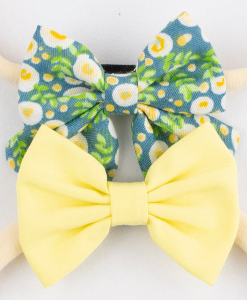 Petite Floral Headband Set- Light Yellow