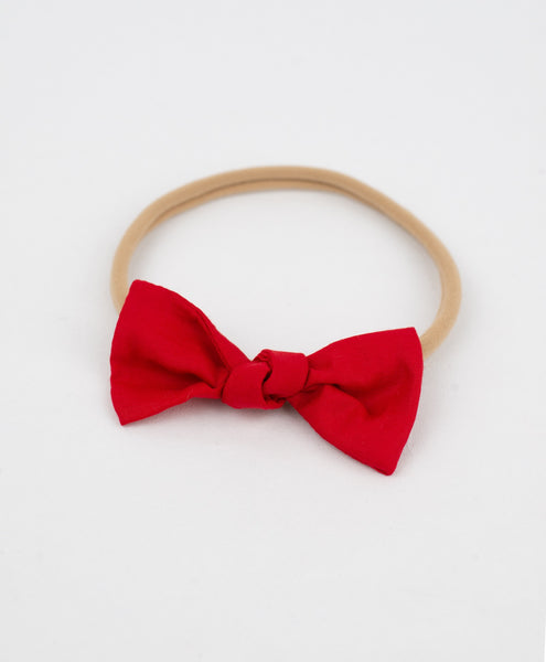 Checked Knot Bow Headband Set - Red