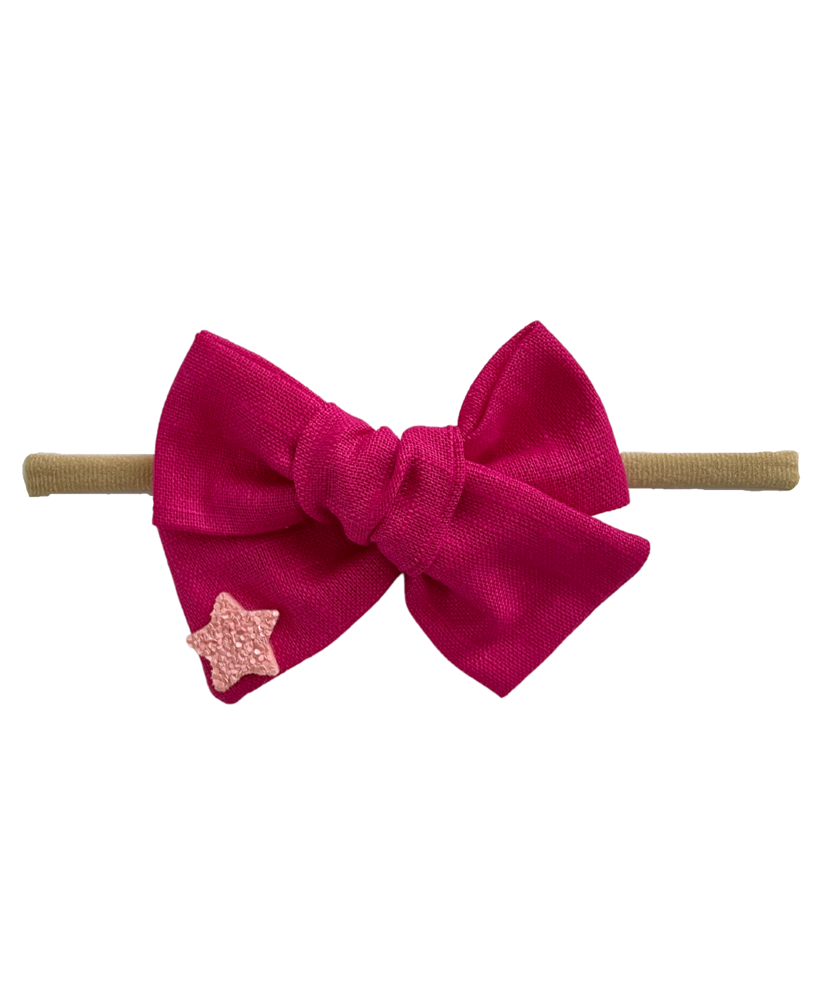 Star Applique Knot Bow Headband - Dark Pink