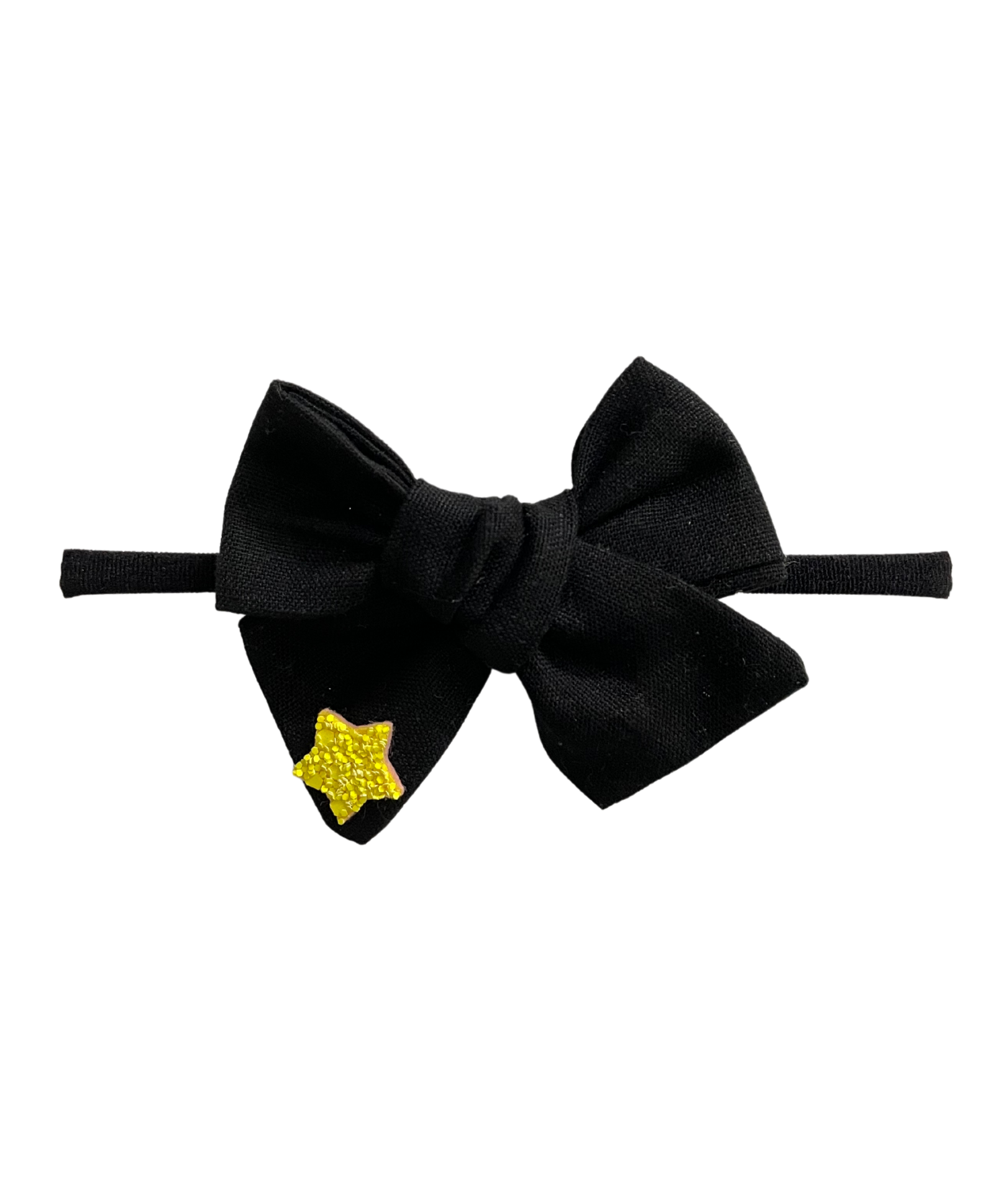 Star Applique Knot Bow Headband - Black