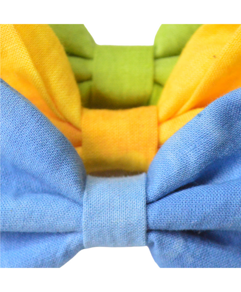 Tie Dye School & Classic Bow Headband Set - Green, Yellow & Blue