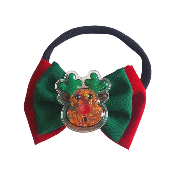 Christmas Applique Double Bow Newborn Headband- Red & Green