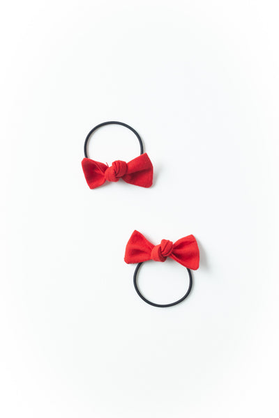 Mini Solid Hair-Tie Set- Red