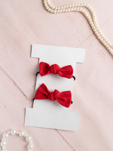Mini Solid Hair-Tie Set- Red