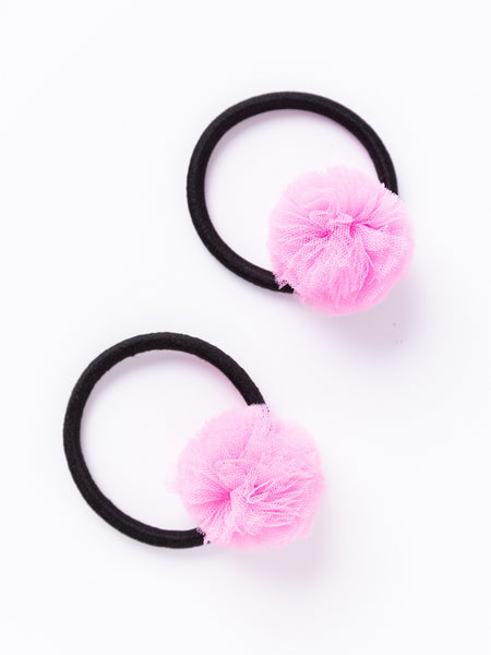 Mini Pom Pom Hair-Tie Set - Light Pink
