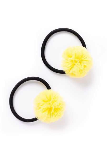 Mini Pom Pom Hair-Tie Set - Yellow