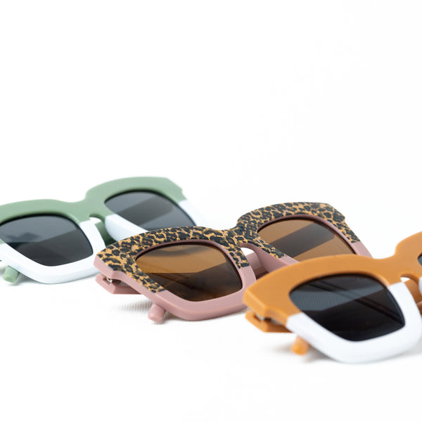 Kids Leopard Print Sunglasses - Dark Pink